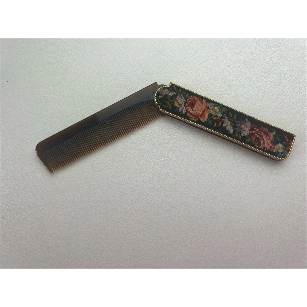 Vintage Embroidered Decorative Folding Comb 1900-1950
